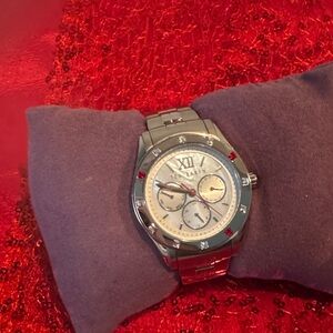 Ted Baker Silver Watch with Red Details